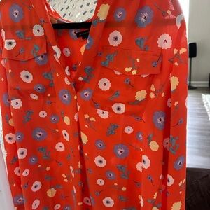 Ann Taylor Orange Floral Top
